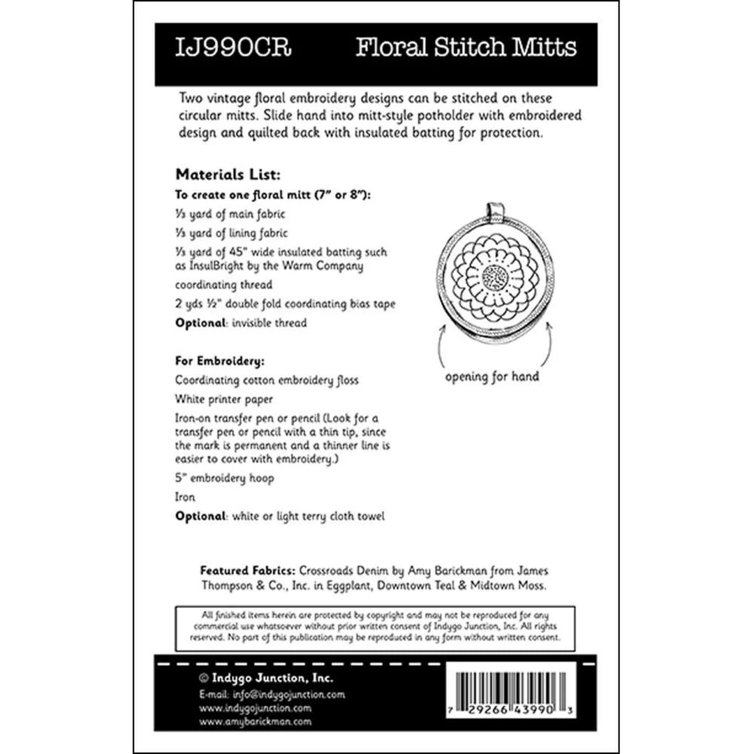 Indygo Junction Home & Storage Floral Stitch Mitts Pattern, PDF Download 4 Indygo Junction Home & Storage Floral Stitch Mitts Pattern, PDF Download