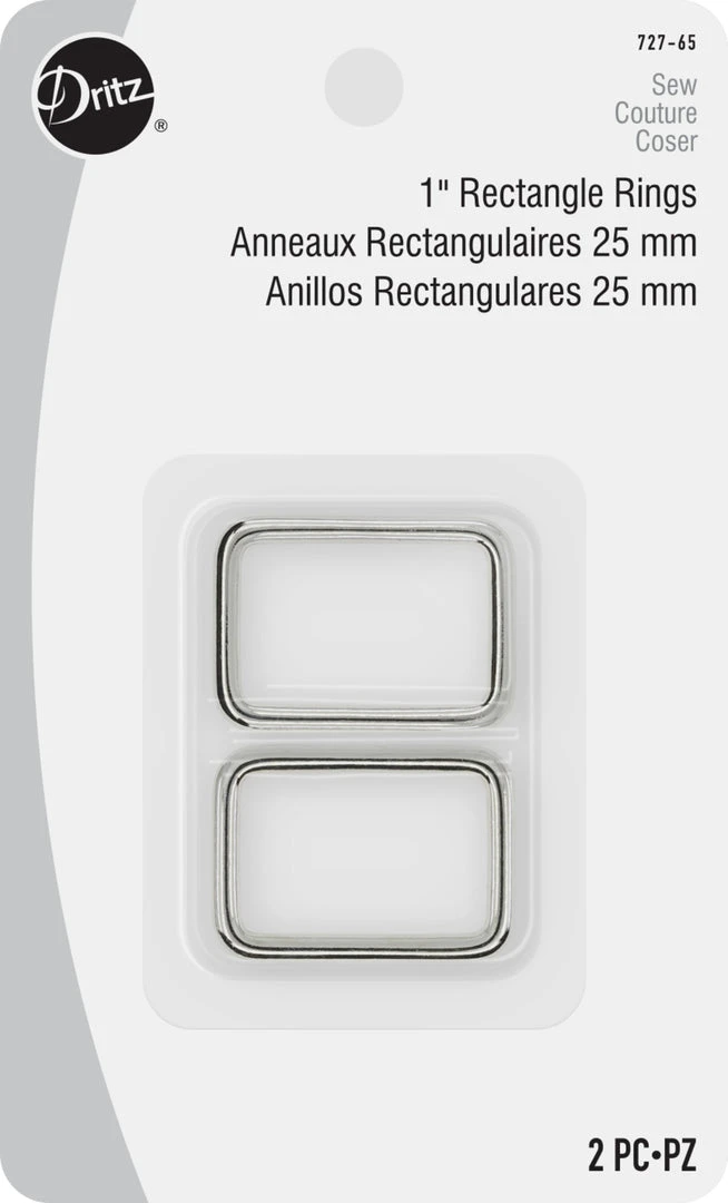 Dritz 1" Rectangle Rings, Nickel, 2 Pc 3 Dritz 1" Rectangle Rings, Nickel, 2 Pc