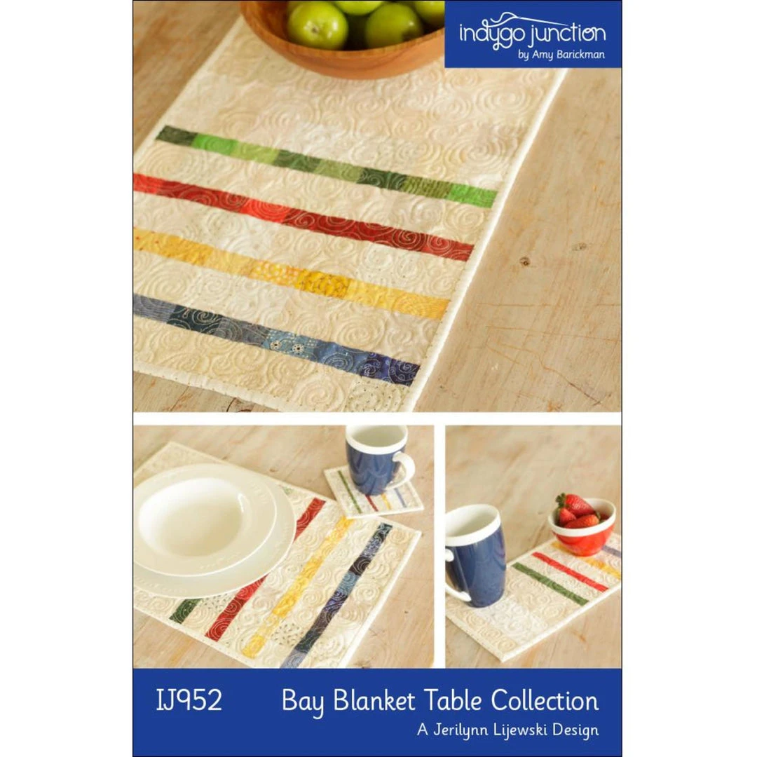 Indygo Junction Bay Blanket Three Piece Quilted Table Collection Pattern, PDF Download 3 Indygo Junction Bay Blanket Three Piece Quilted Table Collection Pattern, PDF Download
