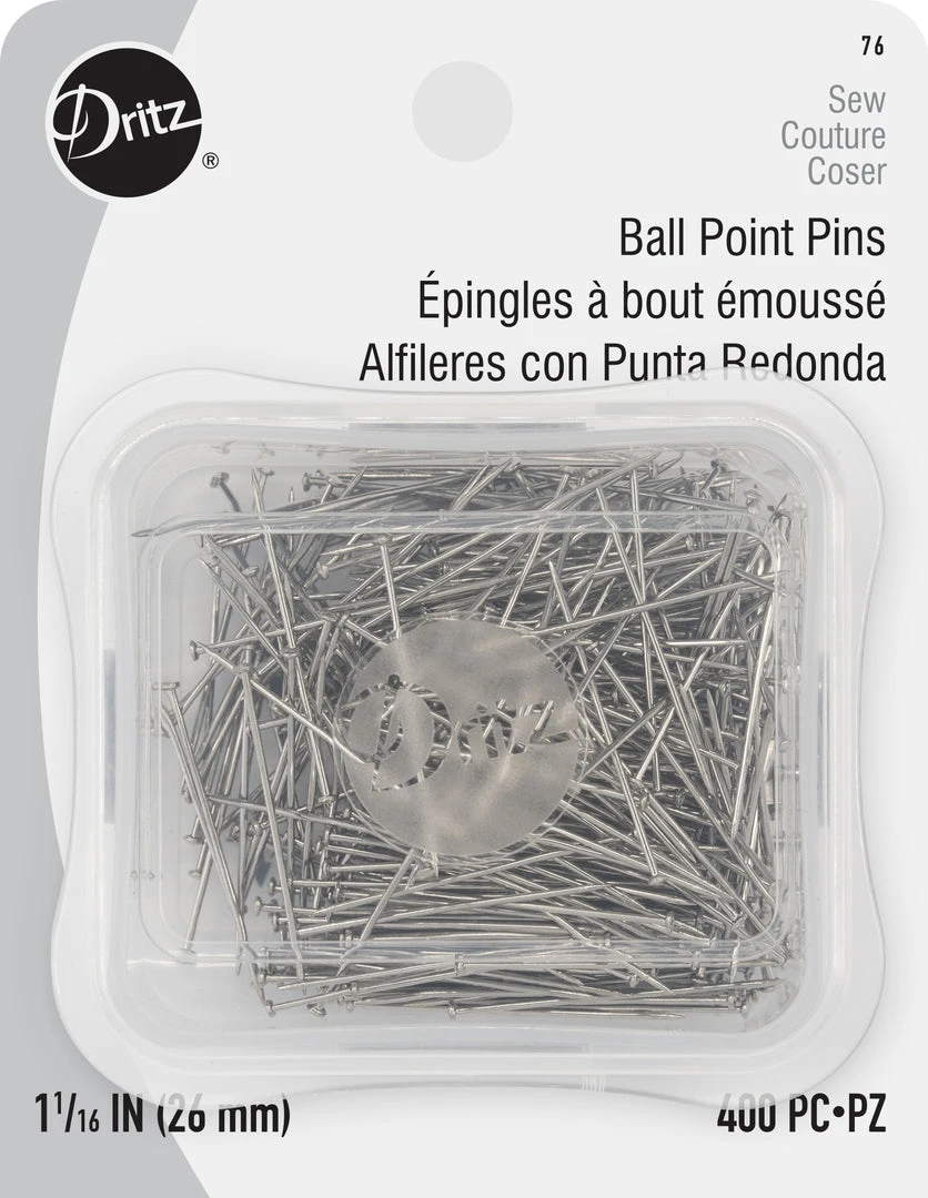 Dritz 1-1/16" Ball Point Pins, Nickel, 400 Pc 3 Dritz 1-1/16" Ball Point Pins, Nickel, 400 Pc