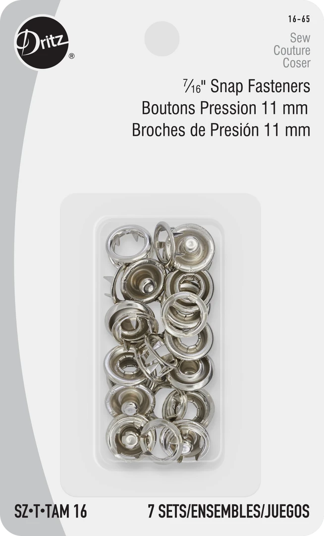 Dritz 7/16" Snap Fasteners, 7 Sets Snaps 7 Dritz 7/16" Snap Fasteners, 7 Sets Snaps