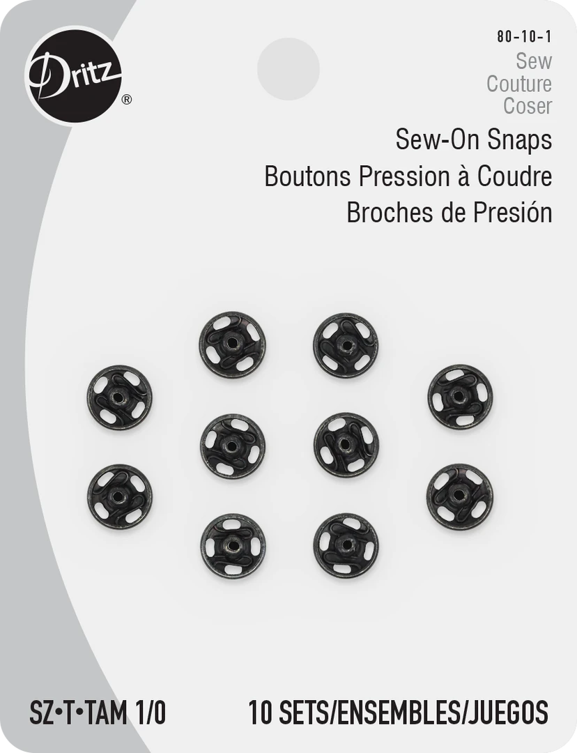 Dritz Sew-On Snaps, 10 Sets, Size 1/0 7 Dritz Sew-On Snaps, 10 Sets, Size 1/0