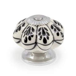 Dritz Hand Painted Ceramic Scallop Knob, Black & White Hooks & Knobs 8 Dritz Hand Painted Ceramic Scallop Knob, Black & White Hooks & Knobs