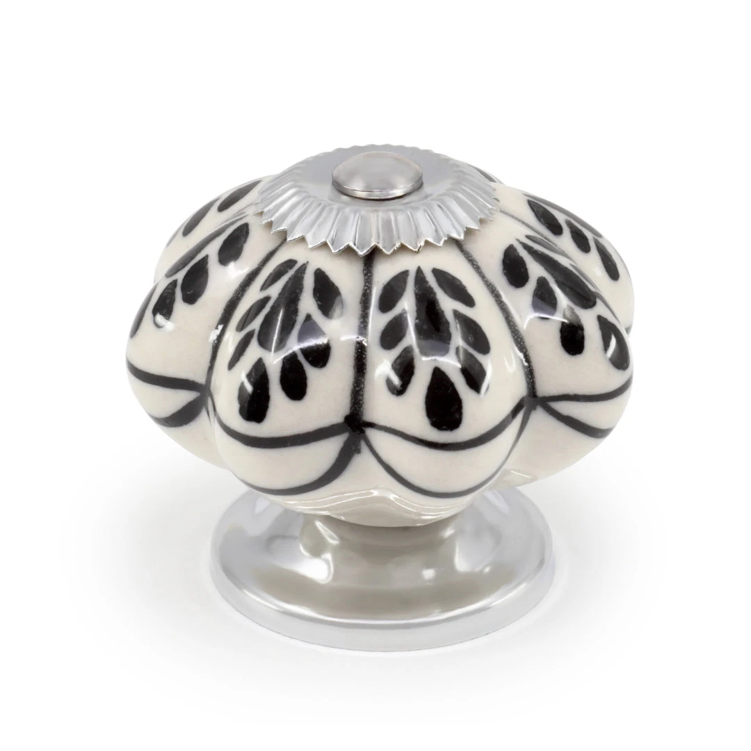 Dritz Hand Painted Ceramic Scallop Knob, Black & White Hooks & Knobs 5 Dritz Hand Painted Ceramic Scallop Knob, Black & White Hooks & Knobs