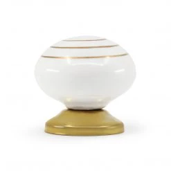Dritz Ceramic Gold Ring Ball Knob, Cream