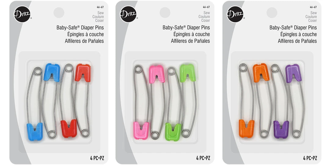 Dritz Baby-Safe Diaper Pins, 3-Pack 3 Dritz Baby-Safe Diaper Pins, 3-Pack