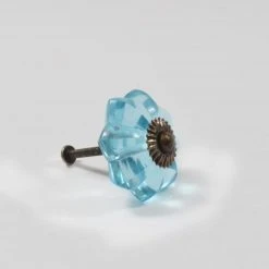 Dritz Hooks & Knobs Glass Scallop Knob, Blue