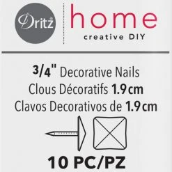 Dritz Decorative Nails & Tacks 3/4" Square Decorative Nails, Nickel, 10 Pc