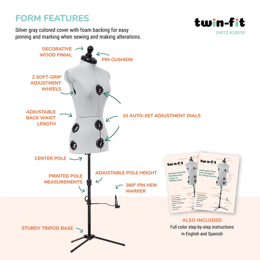Dritz Twin-Fit Adjustable Dress Form Dress Forms 42 Dritz Twin-Fit Adjustable Dress Form Dress Forms