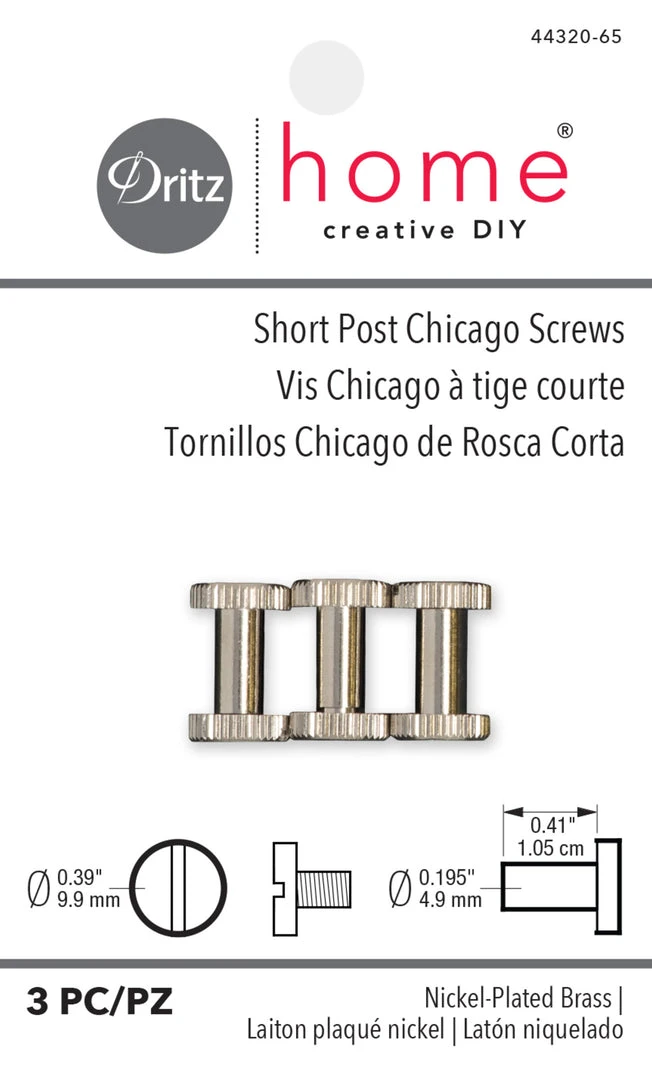Dritz Short Post Chicago Screws, 3 Pc 7 Dritz Short Post Chicago Screws, 3 Pc