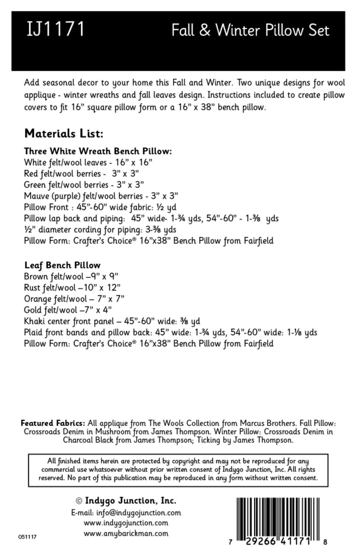 Indygo Junction Fall And Winter Pillow Set Pattern, PDF Download 4 Indygo Junction Fall And Winter Pillow Set Pattern, PDF Download