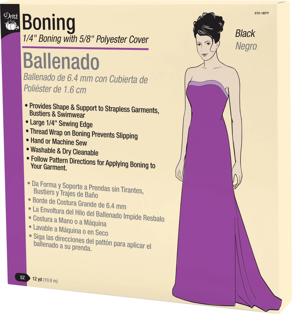 Dritz 1/4" Boning With 5/8" Polyester Cover, 12 Yd Garment Construction 8 Dritz 1/4" Boning With 5/8" Polyester Cover, 12 Yd Garment Construction