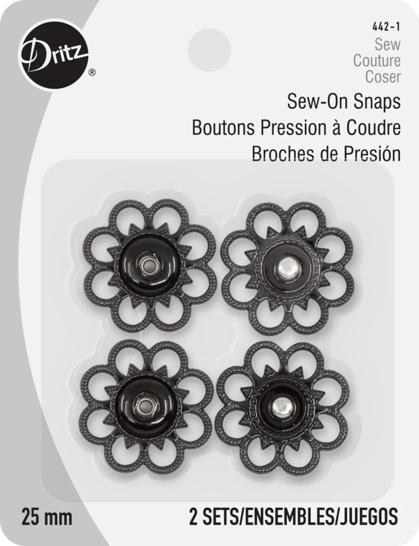 Dritz Sew-On Snaps, 2 Sets, Size 25mm 8 Dritz Sew-On Snaps, 2 Sets, Size 25mm